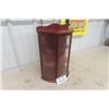 Image 2 : Small Curio Cabinet Display Case , Wood + Glass with Curved Front 6" x 12" x 18" 