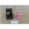 Image 1 : Maple Leaf Coin Register Tin Bank, Ceramic 3 Pigs Bank