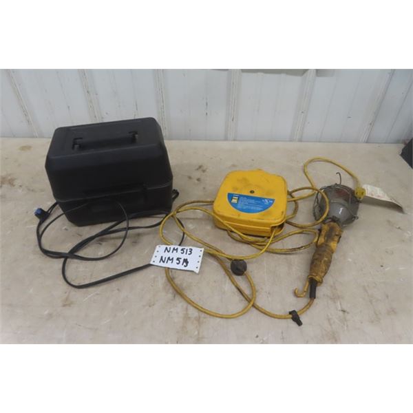 12V Heated Lunch Box + Powerfist Trouble Light with Retractable Cord - Does NOT Fully Wind Back Up