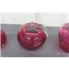 Image 4 : 4 pcs Vintage Cranberry Glass; Apple, Pear, Strawberry