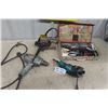 Image 1 : 4 Power Tools; Rockwell Reciprocating Saw with Case, Stanley Sander, B+D 1/2" Drill, Makita Angle Gr