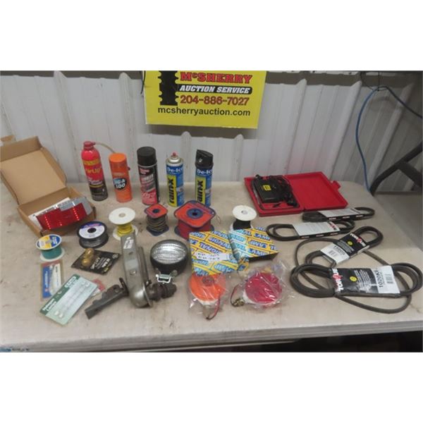 Trailer Hitch + Ball, Auto Trailer Signal Wiringm 12V Air Compressor, V-Belts, 2" x 150' Silver Refl