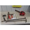 Image 1 : Hatchet + Extra Handles, Wrecking Bars, Homelite XC Chainsaw - NOT Running