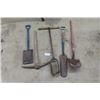 Image 1 : Post Hole Digger, Spades, Shovels, Pick - 5 Items Total