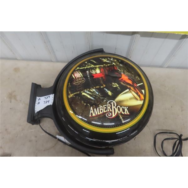 2001 Amber Rock Light Up Flange Sign 17" Across plus Mount