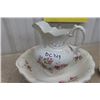 Image 2 : Floral Pitcher with Basin & Smaller Pitcher + Basin