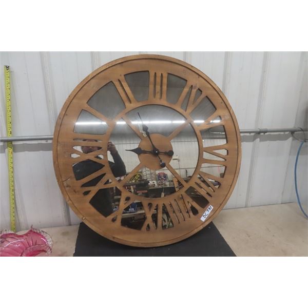 BRady Round Clock 36" Wide - Wood with Mirror - Working