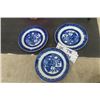 Image 5 : Fantin Ruffled Bowl 7.5" t , 10"x11", 3 Blue Willow Platters, Plate + Stand