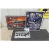 Image 1 : 3 Metal Signs, Biggest 10" x 12" + 2 Candle Displays 12.5" Long