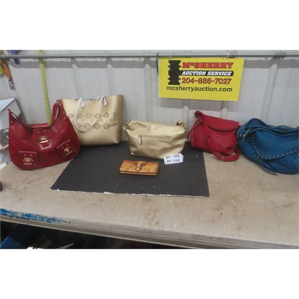 5 Purses; ' The Sak', 'Marc Ecko', Kate Laundey', Shamrock Walleh - All Like New