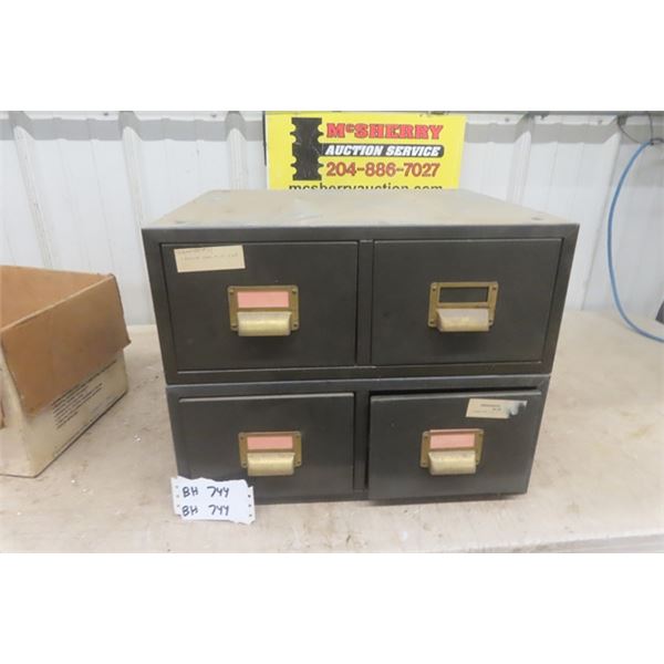 Metal Stacking Index Cabinet 4 Drawer - 2 Sections, Combined Size 15" x 16" x 19" 