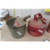 Image 2 : 2 Military Gas Cans, Gas Pail with Nozzle, Fuel Nozzle - seems new