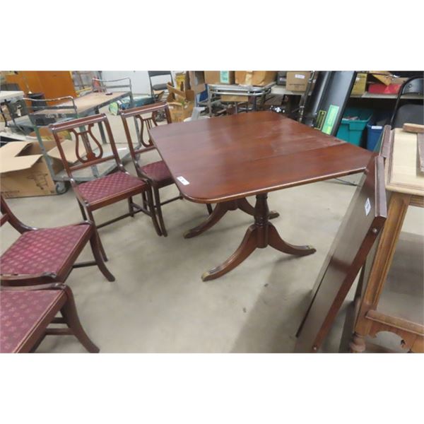 Walnut Dropleaf Table- Fully Extended 30"t by 38"×48" plus (2) 14" Leaves & 6 Matching Chairs