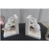 Image 2 : Pair of Elephant Book Ends, Silver Plate Salt + Pepper Shakers, Band-Aid Tin