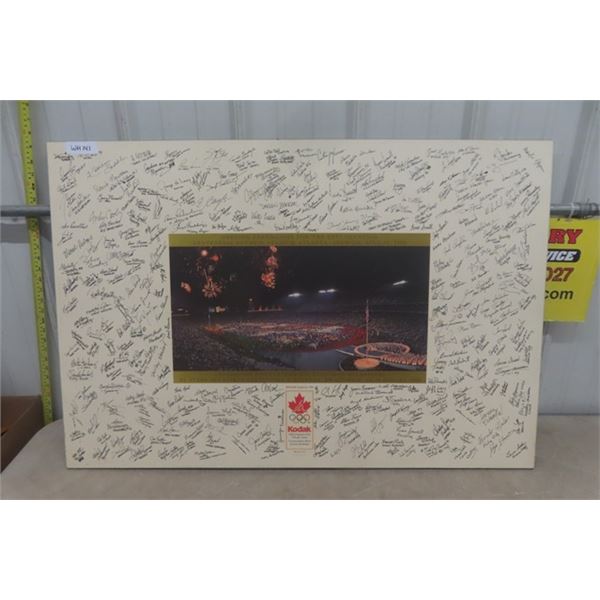 1996 Atlanta Olympics Kodak Opening Games Picture with Canadian Athletes Signatures + COA # 595/650