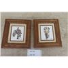 Image 1 : 2 Framed + Signed Earl Cacho Western Prints 9" x 9.5" 