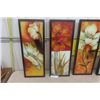 Image 2 : Set of 4 Painted Glass Floral Pictures 11" x 28.5" 