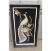 Image 2 : 2 Vintage Seashell Peacock Pictures 13" X 22" 