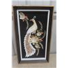 Image 2 : 2 Vintage Seashell Peacock Pictures 13" X 22" 