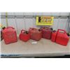 Image 1 : 5 Assorted Plastic Gas Cans - Largest is 2.5 Gal