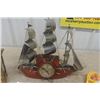 Image 2 : Mastercrafters Yankee Clipper Boat Clock, Chalkware Seaman, 2 Boat Flasks, Lantern