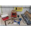 Image 1 : Glacier Bay Shower in Box, Work Stool, Saw Blades, igloo Cooler, Oiler plus more