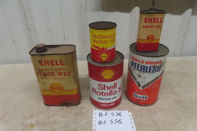 5x Oil Cans - Shell Handy Oil 4oz , Shell Outboard Motor Oil 1/2 Pint ...