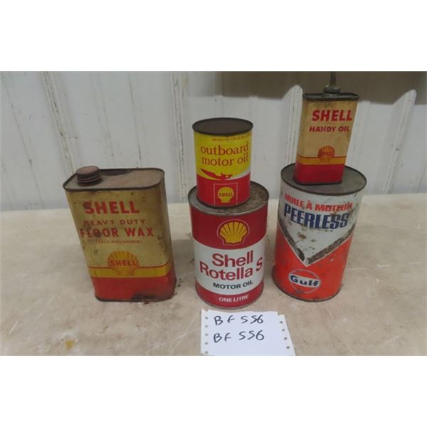 5x Oil Cans - Shell Handy Oil 4oz , Shell Outboard Motor Oil 1/2 Pint ...