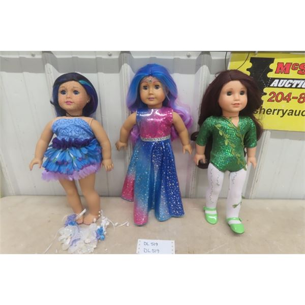 3 American Girls 18" Dolls- Like New - No Boxes