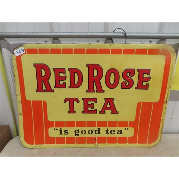 Red Rose Tea Tin Embossed Sign- Made in Canada 19