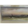 Image 2 : Original Antique Painting by William Chandler of Seascape with Sailboats Framed + Matted 13" x 27"  