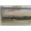 Image 2 : Original Antique Painting by William Chandler of Seascape with Sailboats Framed + Matted 13" x 27"  