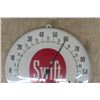 Image 2 : Swift Feeds Tin with Glass Cover Thermometer Made in USA 10" wide