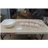 Image 1 : 12 Tom  + Jerry Milk Glass Cups + Punch Bowl