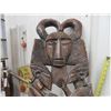 Image 2 : Pair of Funky Tribal Carved Wooden Chairs 50+ 55" Backs - Very Ornate + Detailed 
