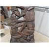 Image 4 : Pair of Funky Tribal Carved Wooden Chairs 50+ 55" Backs - Very Ornate + Detailed 