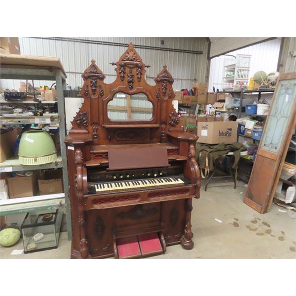 Mason + Hamlin Pump Organ - Very Ornate- Back Folds Down 53" wide 85" Tall 23" deep