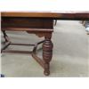 Image 10 : Oak Dining Room Table 31" x40"x 54" with 6 Chairs - Krug- Leather Upholstered  Seats , Table Has 2 E