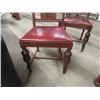 Image 5 : Oak Dining Room Table 31" x40"x 54" with 6 Chairs - Krug- Leather Upholstered  Seats , Table Has 2 E