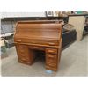 Image 1 : Oak 'S' Curve Roll Top Desk with Keys 29"x52"x54" 