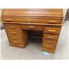 Image 2 : Oak 'S' Curve Roll Top Desk with Keys 29"x52"x54" 