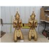 Image 1 : Religious Praying Golden Chalkware Statues - Bejeweled- 46" to Point