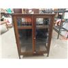 Image 1 : Oak 1/4 Cut 2 Door China Cabinet with Side Glass + Leaded Glass 17" x43" x 57.5"