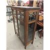 Image 2 : Oak 1/4 Cut 2 Door China Cabinet with Side Glass + Leaded Glass 17" x43" x 57.5"