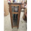 Image 3 : Oak 1/4 Cut 2 Door China Cabinet with Side Glass + Leaded Glass 17" x43" x 57.5"