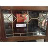 Image 5 : Oak 1/4 Cut 2 Door China Cabinet with Side Glass + Leaded Glass 17" x43" x 57.5"