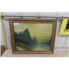Image 1 : Framed Print Boats + Mountains 19.5" x 23.5" 