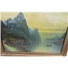 Image 2 : Framed Print Boats + Mountains 19.5" x 23.5" 