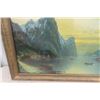 Image 4 : Framed Print Boats + Mountains 19.5" x 23.5" 