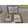 Image 1 : 2 Framed London Street Scenes  Woman + Donkey Picture Largest 13" x 17"  